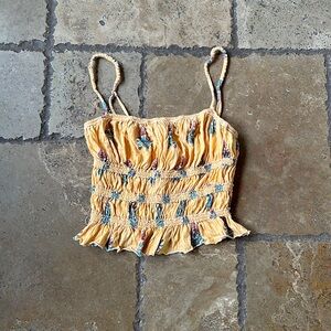 Orange Floral Print Tank Top by We The Free S